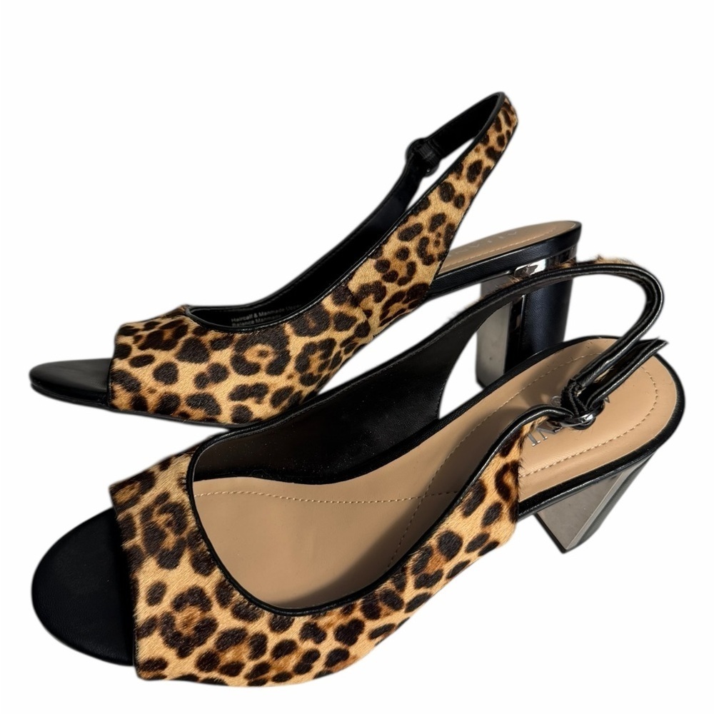 Alfani Flors Calf Hair Animal Print Slingback Heels Sz 9.5 - Picture 3 of 13